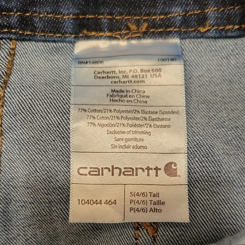 Carhartt Women's Denim Double Front Bib Overalls Size Small 4/6 Tall - Picture 10 of 12